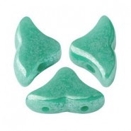 Cuentas de vidrio Hélios® by Puca® - Opaque green turquoise luster 63130/14400